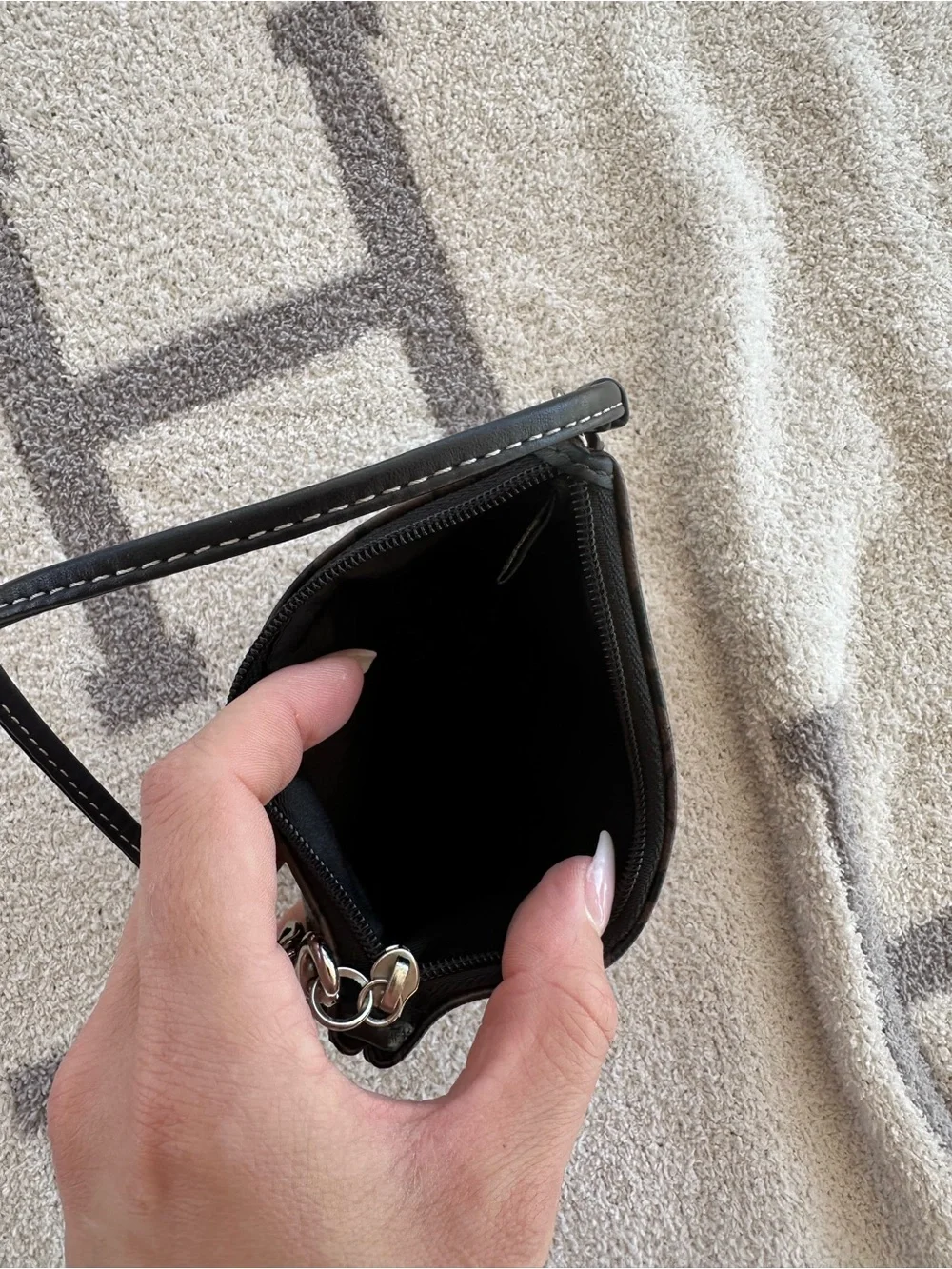 Coach Brown Signature Wristlet with Black Stripe vintage y2k Coach